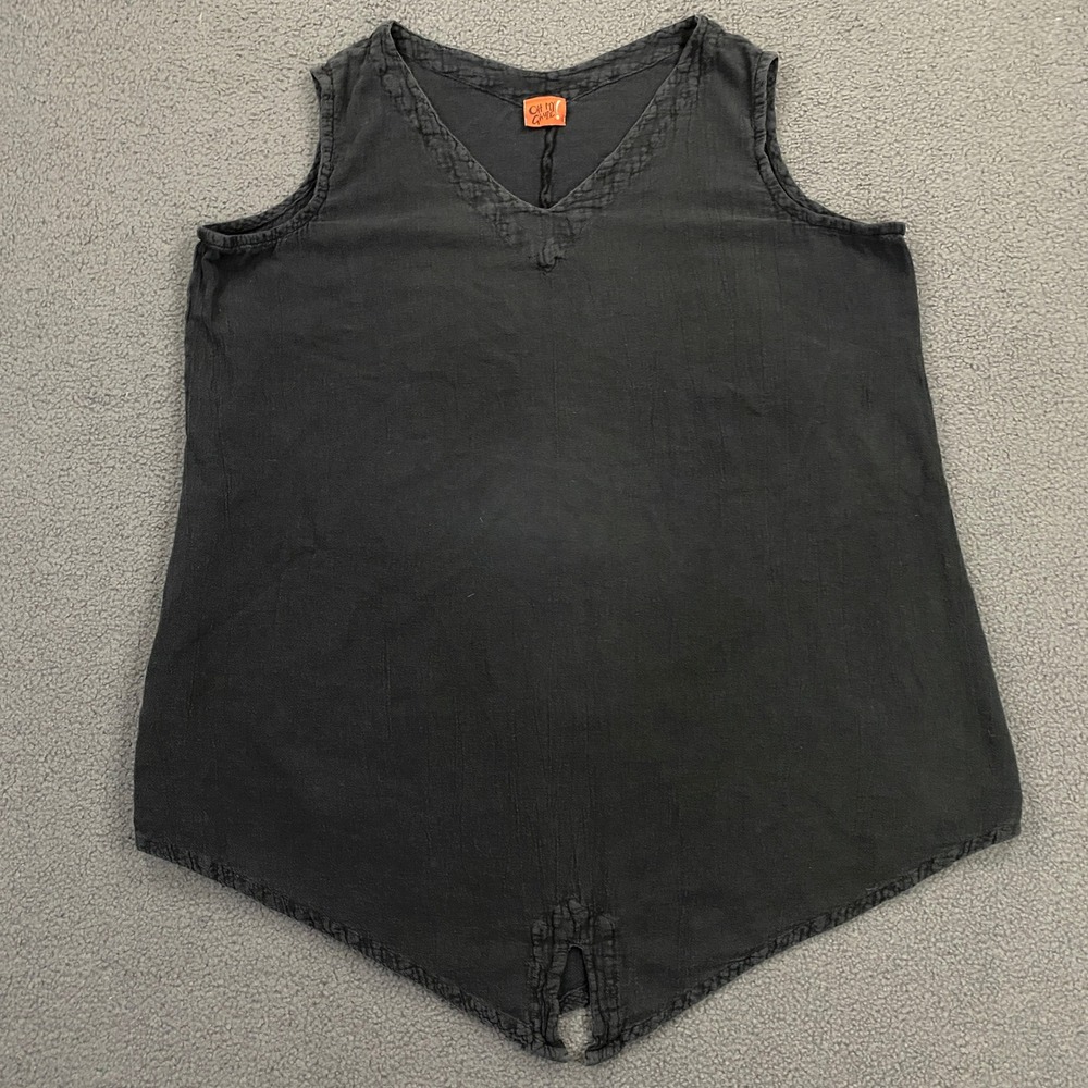 Oh My Gauze! Top size 2XL/16 (3) Black Tank Sleeveless Cotton Lagenlook Minimal